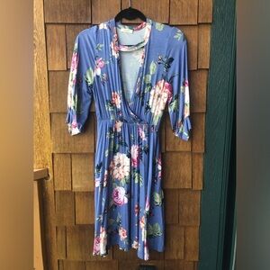 ODDY Floral Wrap Front Elastic Waist Dress Size Medium Boutique NWT